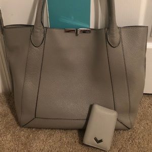 Botkier Soho Gray Leather Tote Bag & Card Case